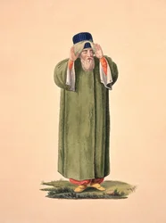 Imam kalder til bøn, sandsynligvis af Cousinery, osmannisk periode, tredje fjerdedel af det 18. århundrede (wc på papir)