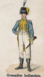 Kejsergarden Napoleon I: hollandsk grenader - musiker. Tallerken fra bogen Les Uniforms de l