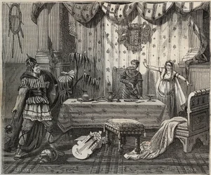 I 978 gik Lothaire (941-986), Kongen af Francs (Lothair) ind i paladset for Otto II af Det Hellige Rige (955-983) og hans kone Theophano eller Theophanu eller Theophania Skleraina (655-991) i Aachen, men imperiale familie var i stand til at fange. illustra