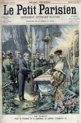 I Rusland: besøg af præsident Emile Loubet (1838-1929) til graven af Alexander III (1845-1894), Ruslands kejser, i "Le petit Parisien""