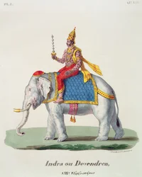 Indra eller Devendra, fra LInde francaise..., indgraveret af Marlet & Cie, pub. Paris 1827-1835