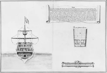 Indre stævn af et fartøj, illustration fra Atlas de Colbert, plade 46
