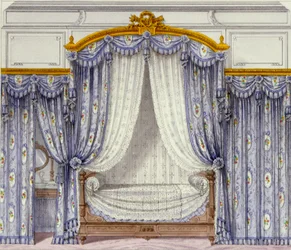 Interiør med møbler fra et fransk tidsskrift, 1850