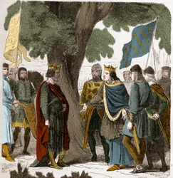 Interview af Gisors i Øvre Normandiet mellem kong Philippe Auguste og kong Henrik II 2 Plantagenet af England (1133-1189) i 1188.