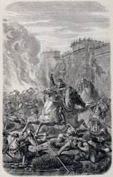 Invasion og plyndring af Rom af Alaric 1st, King of the Visigoths 410 - i "" History of Popes, Kings, Queens and Emperors"" af Lachatre, T.1