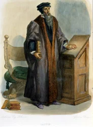 Jean Calvin (Jean Cauvin, fransk reformator og forfatter (1509-1564) - i "" Le Plutarque francais"", red. Mennechet
