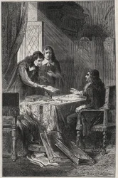 Jean Chapelain (1595-1674) fransk digter og litteraturkritiker og Pierre Costar (1603-1660) gav Jean Baptiste Colbert (1619-1683) en liste over forfattere, der fortjener at blive pensionærer af kongen - indgravering i "Les Hommes Celebres de la Frankrig" a