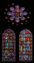Jean Clement modtager fanen fra St. Denis; St. Nicaise og en anden helgen (w116)