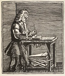 Jean Ruaux, kopi af Boris Mestchersky (d.1957) illustration fra Histoire de la Nation Francaise, Sciences, bind I & II, af Gabriel Hanotaux (1853-1944), 1924