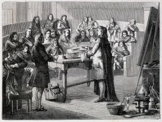Joseph Black (1728 - 1799), britisk kemiker og fysiker, oplever den latente kalorieindhold før de studerende på University of Glascow