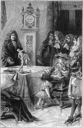 Joseph Guichard (Joseph Guichard) Du Verney (Duverney) (1648-1730) giver en anatomi-lekon til hertugen af Bourgogne Louis af Frankrig (1682-1712). 1700-tallet. Stik fra 1878.