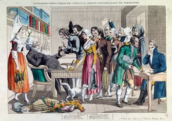 Retfærdighed: "Gripardin, kampagneadvokat, stor rådmand i Normandiet" Litografi fra det 18. århundrede. Paris, Musée Carnavalet