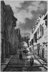 Knights Street på Rhodos, fra Syrien i dag. Rejser i Fønikien, Libanon og Judæa. 1875-1880 af Louis Charles Emile Lortet, 1884 (bw gravering)