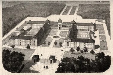 The Imperial Asylum of Vesinet (nuværende Hospital of Vesinet) i Yvelines - indgravering i "" PATILE"" - PECTURERISK BESKRIVELSE AF FRANKRIG I 6 BIND AF LUCIEN HUARD - slutningen af ​​1800-tallet