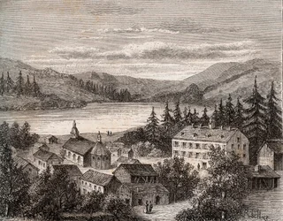 Lac de Gerardmer - Alsace Champagne Ardenne Lorraine - indgravering i "La France illustree: geografi, historie, statistisk administration" af V.A. Malt-brun. 1884