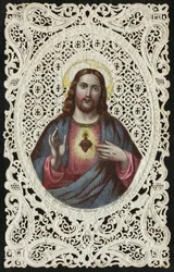 Blondekort, der forestiller Jesu hellige hjerte, 1800-tallet