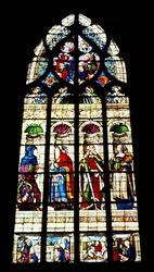Lancetvindue med fire figurer i nicher, slutningen af det 15.-begyndelsen af det 16. århundrede