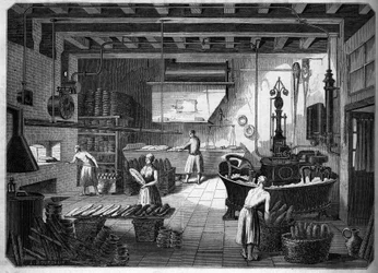 Store franske industrier i 1800-tallet: Drouot-apparater til bagning. Fournil de M. Courcier, rue Saint Maur i Paris. I "" Le Monde illustrious"" 1862.