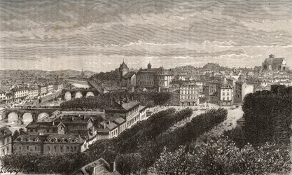 Laval - Mayenne - Pays de la Loire - gravering i "La France illustrée: geografi, historie, statistisk administration" af V.A. Malt-Brown. 1884