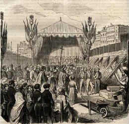 Nedlægning af den første sten til det nye Louvre den 25. juli