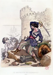 Le Chevalier de Grammont 1686 i "History of the pirates and corsairs of the Ocean and the Mediterranean" af P. Christian, Paris, D. Cavaillés ed. Bind 2 1847