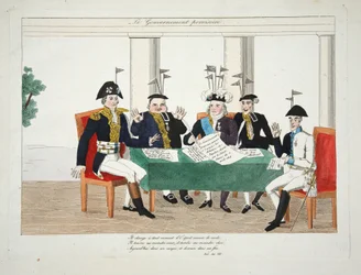 Le Gouvernement Provisoire, pub. 1814 (håndfarvet gravering)