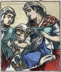 Lemuel Gulliver på Payx des Gants de Brobdingnag. Illustration til "" Gulliver