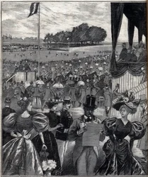 Les courses de lyon (væddeløbsbaner de Lyon) - efter grand prix - indgravering i "Le Progres illustrious"" fra 1895