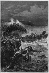 The Vanquished Vendeans at Quiberon af Louis Lazare Hoche (1768-1797), fransk general for revolutionen