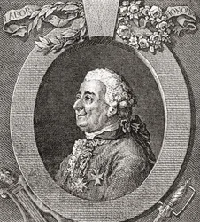 Louis-Élisabeth de la Vergne, comte de Tressan, 1705- 1783. Fransk soldat, læge, videnskabsmand, middelaldermand og forfatter. Fra Les Heures Libres udgivet 1908.