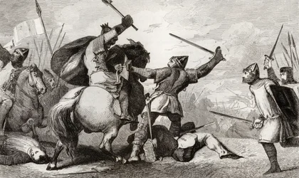Louis VI (1081-1137) den Store kæmper mod englænderne i slaget ved Brenneville, fra 