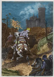 Louis VI kaldet "" le Gros"" (1081 - 1137), på en ekspedition af A. DE NEUVILLE - Ludvig den tykke på en ekspedition gravering fra "" Frankrigs historie fortalt til mine børnebørn"" - af Francois Guizot - 1872-1876