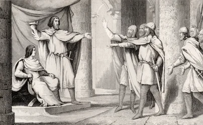 Louis V (967-87) Loaferen viser sin krone til sine tilhængere, fra 
