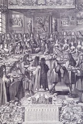 Ludvig XIV, hans folks kærlighed og glæde, gravering fra Almanacco