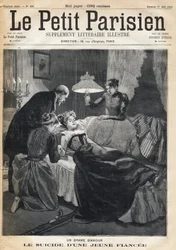 Kærlighedsdrama: Selvmord begået af en 17-årig forlovet efter hendes mands død. Udgave af avisen “Le Petit Parisien” den 27/08/1893.