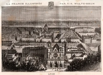 Lyon - indgravering i "La France illustrée: geografi, historie, statistisk administration" af V.A. Malt-Brown. 1884