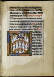 MS 300 f.199r, stemmeret til engle, folio fra Isabelles psaltertimer, ca. 1265-70 (pen & blæk, tempera og guld på vellum)