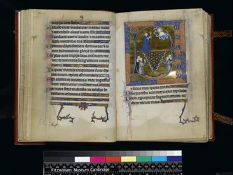 MS 300 f25v-26r, David beder til Gud, fra Isabella fra Frankrigs psalter og timer, Paris, ca. 1265-70