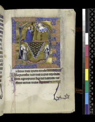 MS 300 f.26r, David beder til Gud, folio fra Psalter and Hours of Isabella of France, Paris, c.1265-70 (pen & blæk og tempera på pergament)