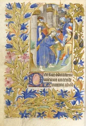 MS 39-1950 f.146v Christ Carrying the Cross, 1464 (guld, sølv og farvet blæk på pergament)