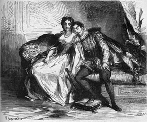 Madame de Sauve, der optrådte for dronning Catherine de Medicis, forførte kong Henrik af Navarra (1553-1610). Indstik i "Prostitutionens og udskejelsens historie blandt alle verdens folkeslag fra oldtiden til i dag" af Dr. Th. -F. Debray. 1879.