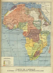 Kort over Afrika efter underskrivelsen af den engelsk-franske aftale af marts 1899 (farve litho) Illustration til Le Petit Journal, 9. april 1899 (gravering)