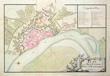Kort over Düsseldorf (pen og blæk på papir)