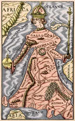 Kort over Europa, illustration fra Le Magasin Pittoresque, 1849