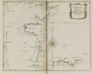 Kort over Frankrig, ca. 1693 (tryk)