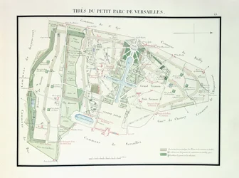 Kort over den lille park i Versailles, 1818-1819