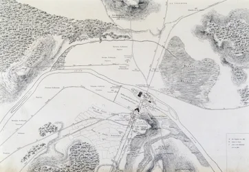 Kort over byen Lutèce (Lutetia Parisorium i dag Paris) og dens omgivelser lavet i 1882.