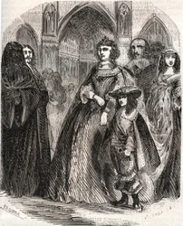 Marie de Medicis (1573-1642), dronning af Frankrig og kongerigets regent med sin søn Ludvig XIII på vej til Notre-Dame de Paris - i "Histoire de France" af L.-P. Anquetil