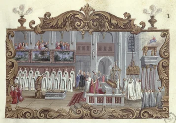 Messe dedikeret til St. Genevieve, fra et manuskript, 1709