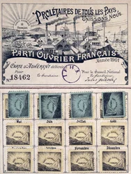 Medlemskort for det franske arbejderparti under Jules Guesdes ledelse (1845-1922) 1901